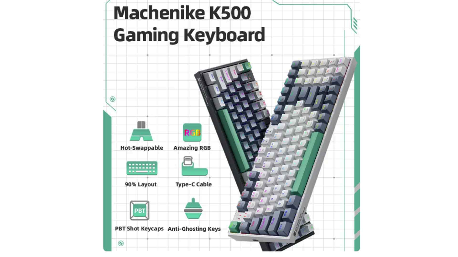 Machenike K500 hotswap mechanical keyboard, best mechanical gaming keyboard