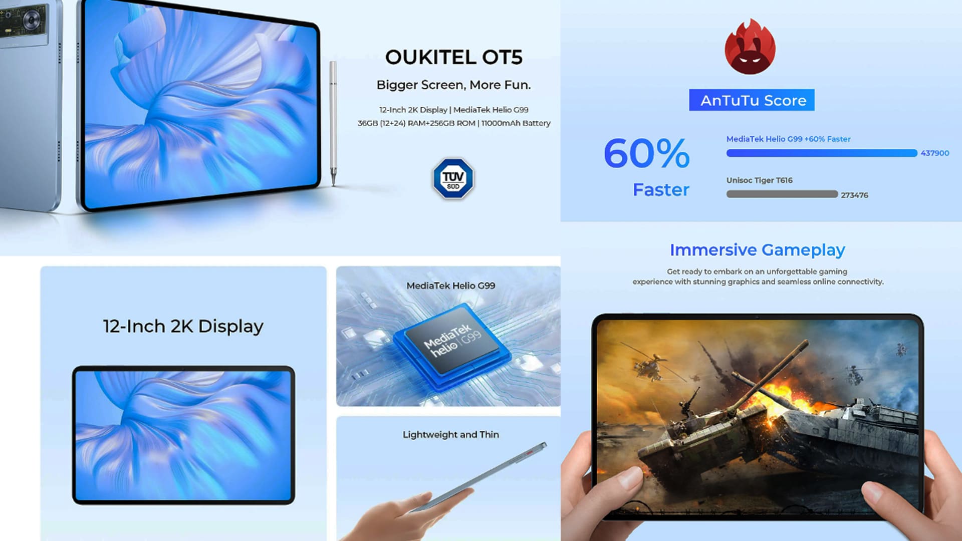 Oukitel OT5 tablet for school, drawing, best gaming tablet PC