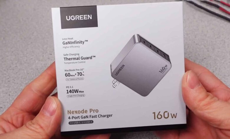 UGREEN Nexode Pro 160W, GaN charger, 4-port charger, 140W USB-C PD, Multi-device charging