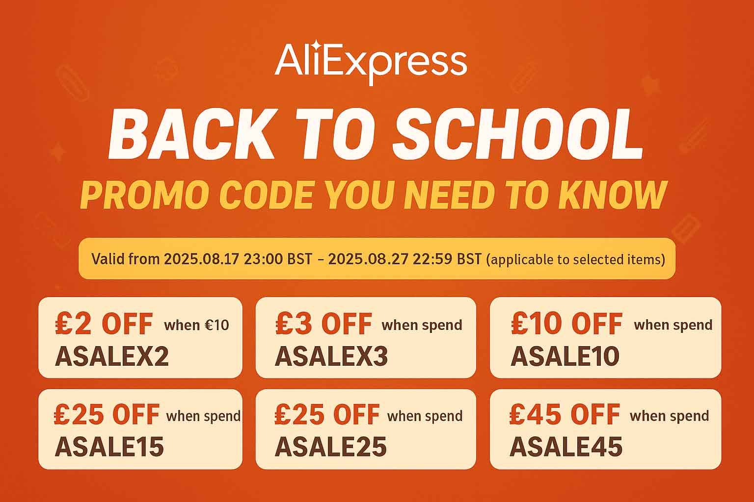 AliExpress Back to School Promo Codes 2025