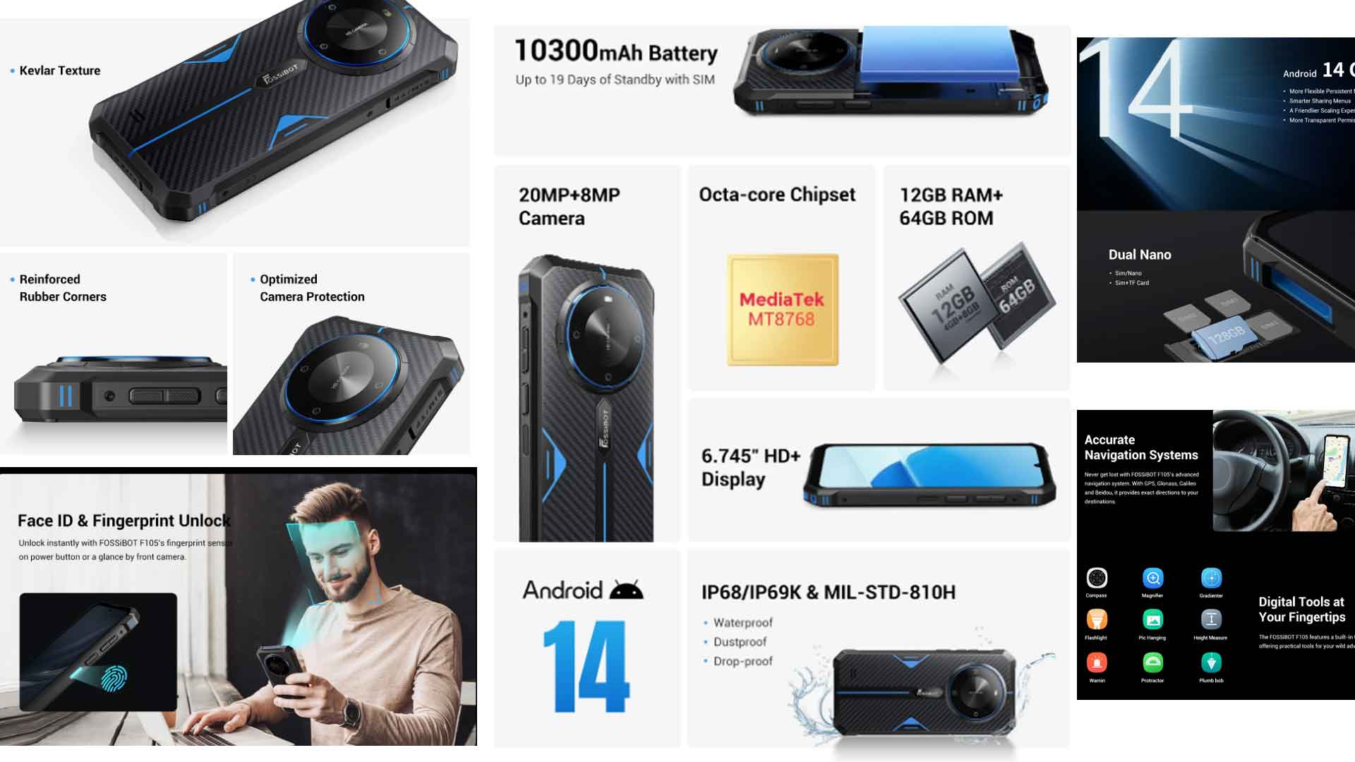 FOSSiBOT F105 rugged phone features and specs