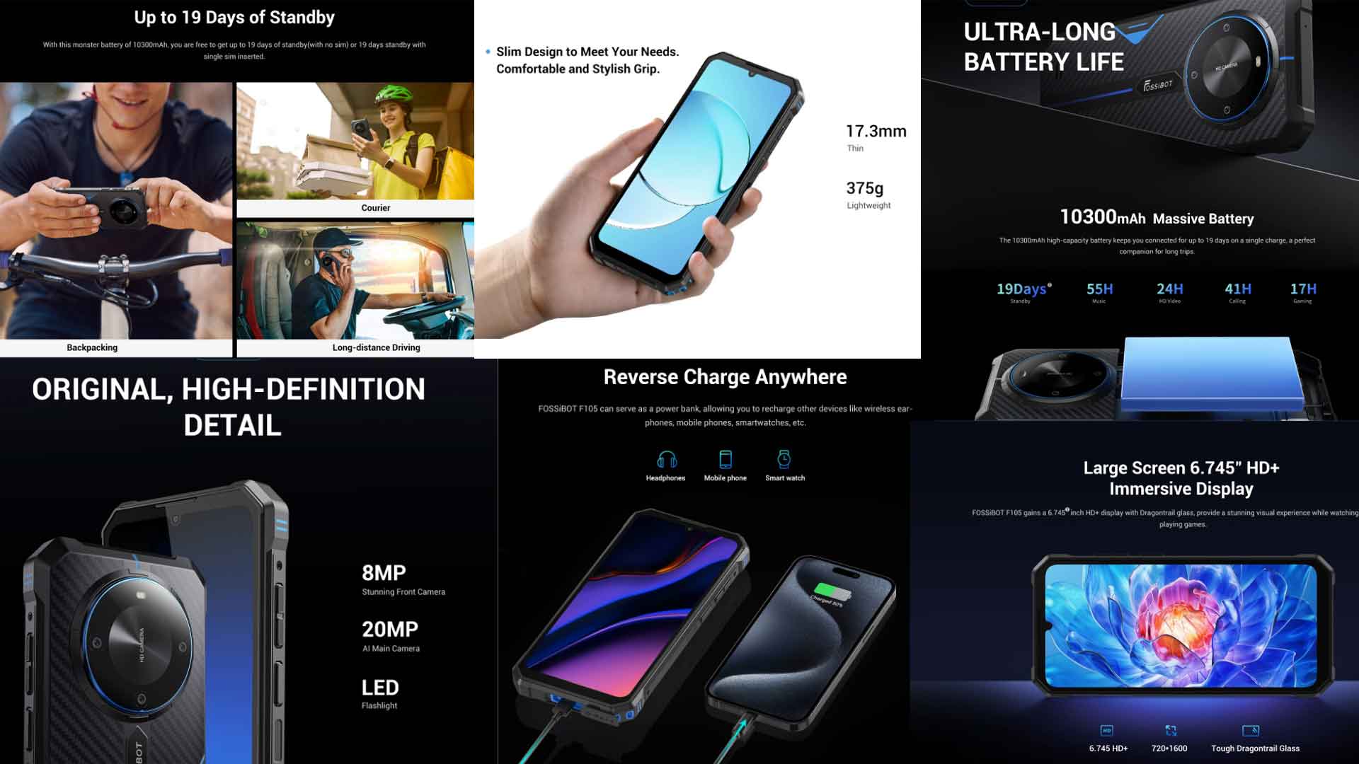 FOSSiBOT F105 phone features 