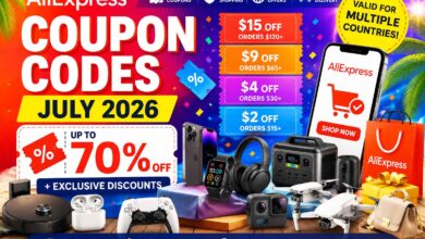 AliExpress Coupon Codes July 2026 Vacation Sale with promo codes and up to 60% off deals