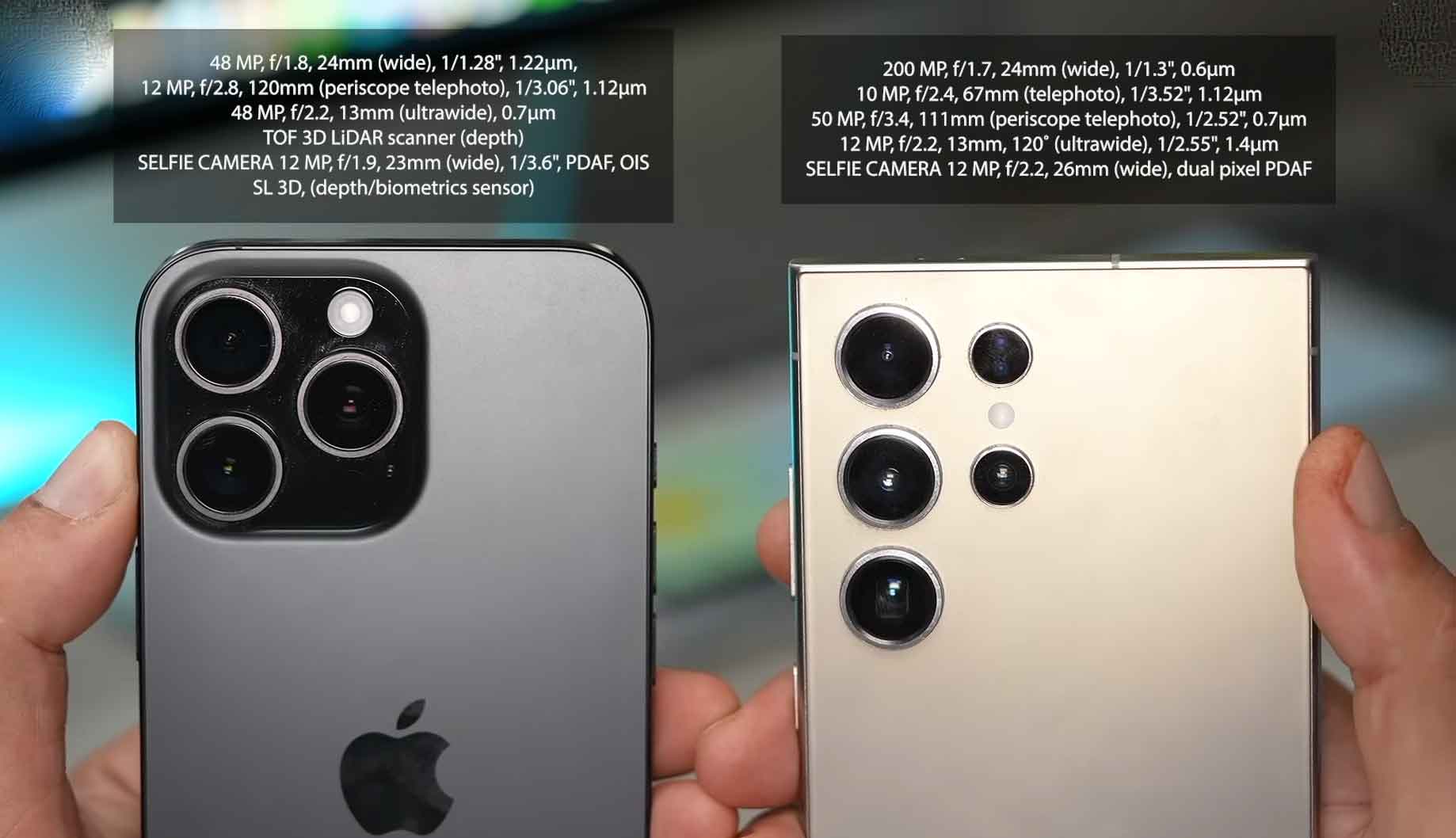 iphone 16 pro max vs s24 ultra camera specs and features