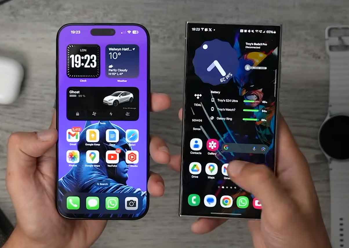 S24 Ultra vs iPhone 16 Pro Max front display