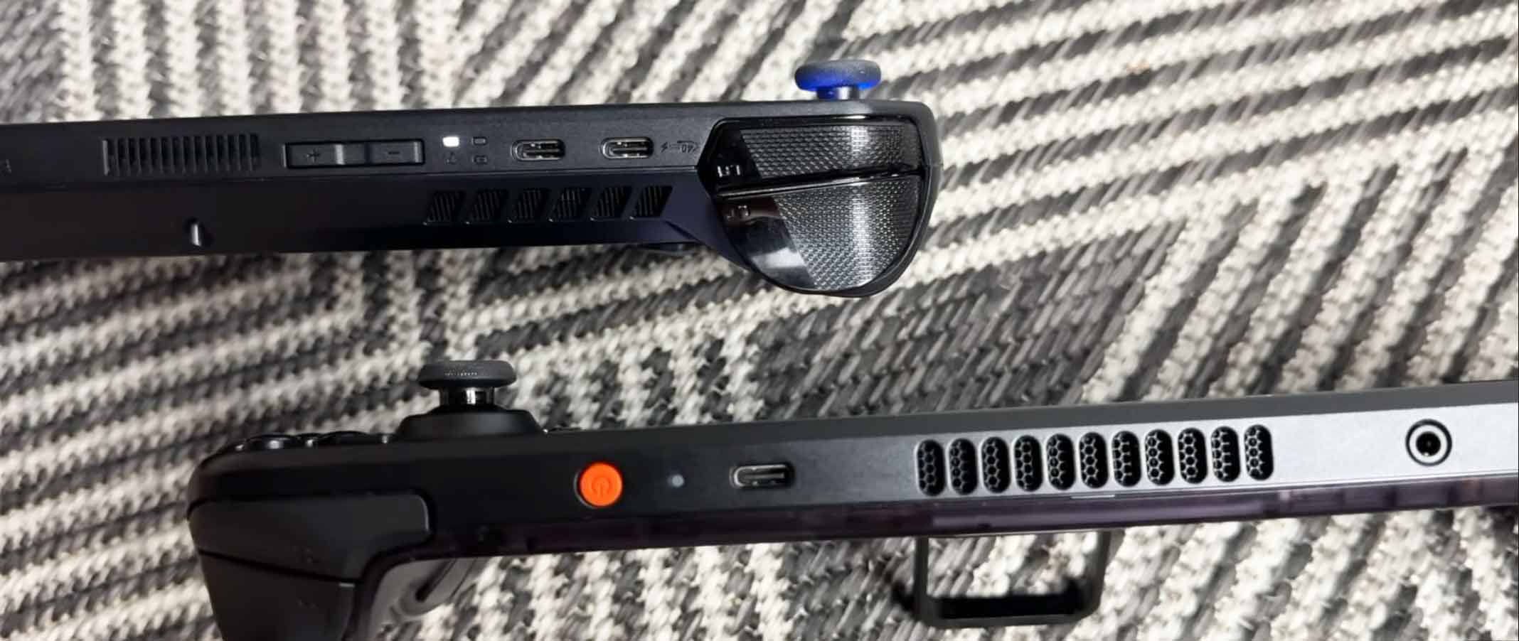 Steam Deck OLED vs ROG Ally X side panel