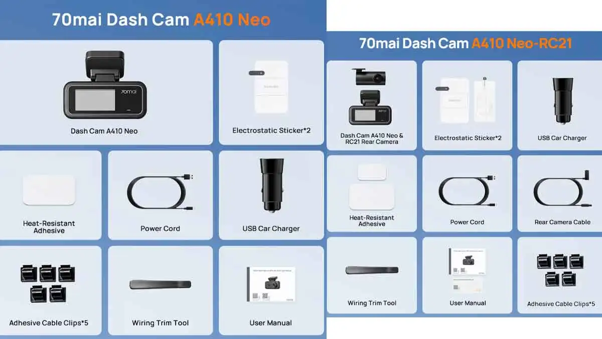 70mai Dash Cam A410 in the box