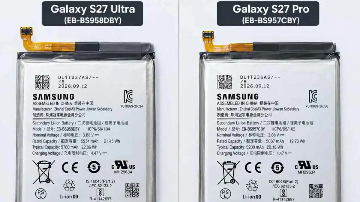 Leaked Safety Korea battery certifications for the Samsung Galaxy S27 Ultra and the new Samsung Galaxy S27 Pro.